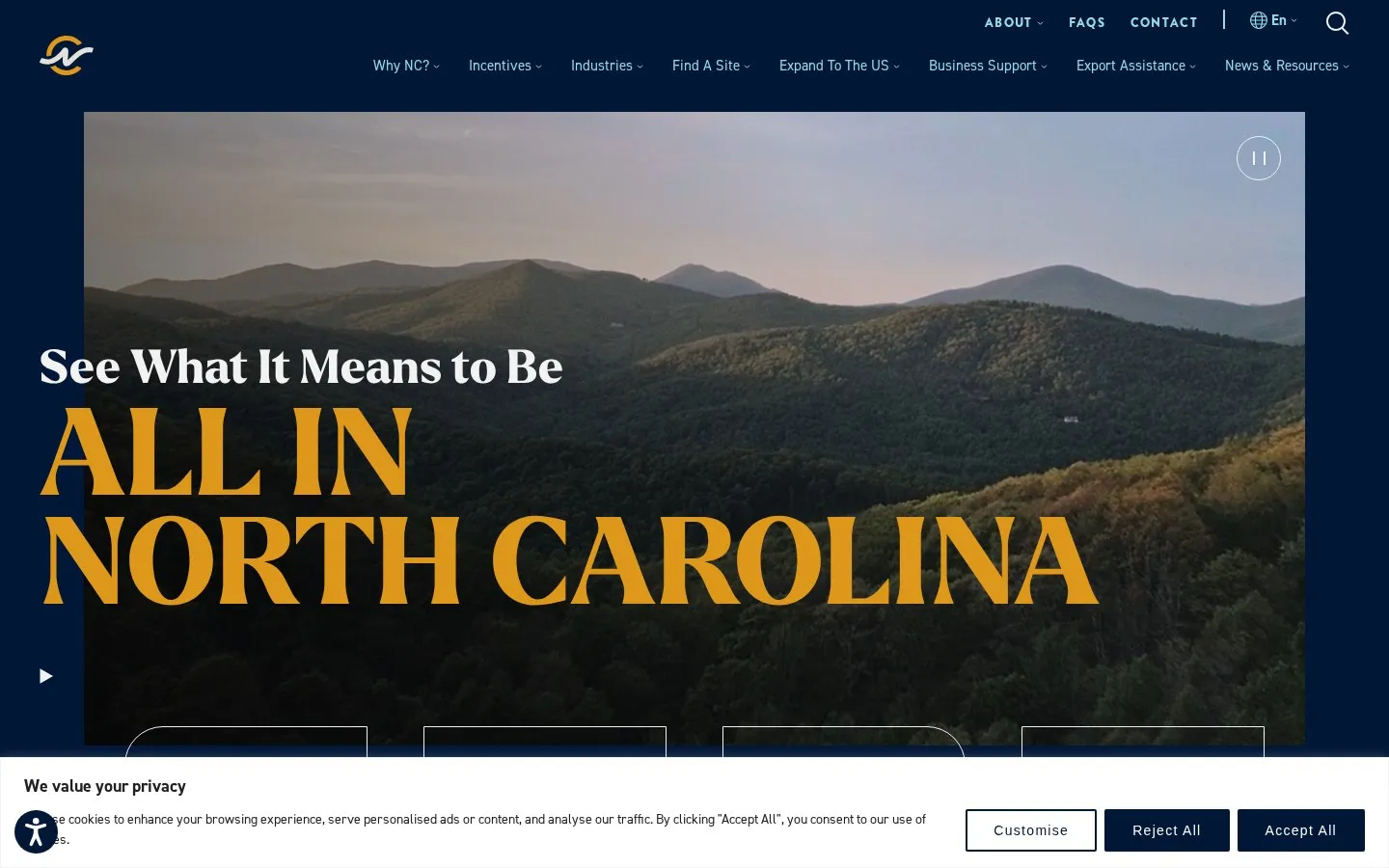 EDPNC homepage hero — All In North Carolina