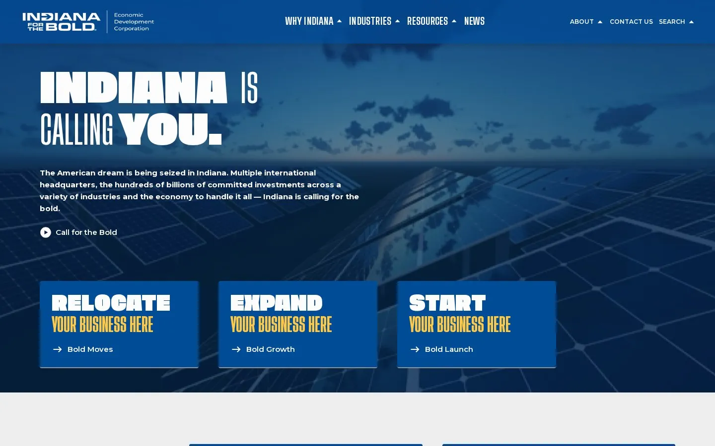 Indiana Economic Development Corporation homepage — Indiana is calling you