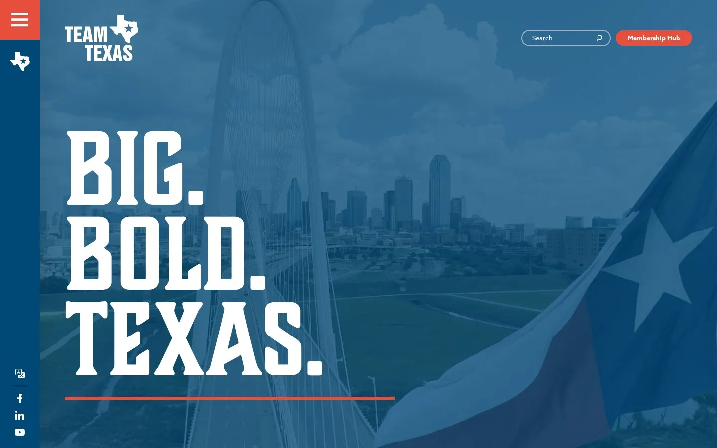 Team Texas homepage hero — Big. Bold. Texas.