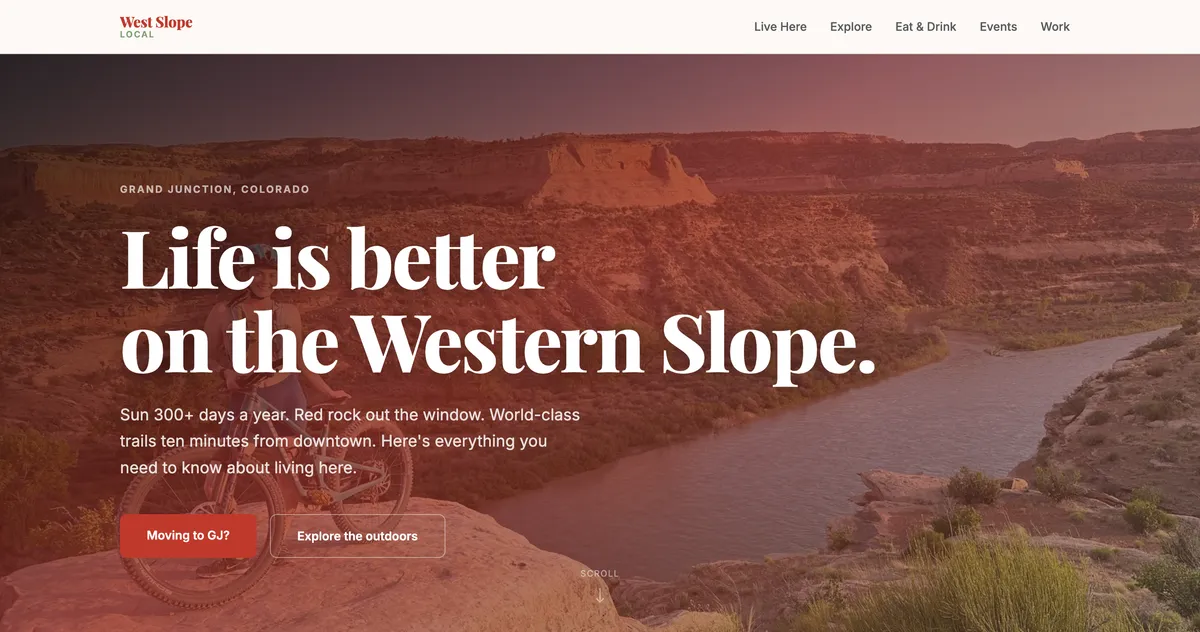 West Slope Local website — talent attraction and relocation platform for Grand Junction, Colorado