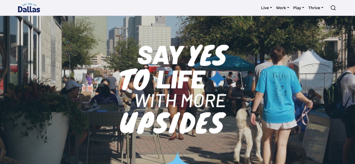 Say Yes to Dallas website — talent attraction platform built for the Dallas Regional Chamber
